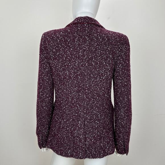 Rag&Bone Preston Double Breasted Blazer Boucle Tweed Wool Burgundy US 8 - Picture 11 of 16
